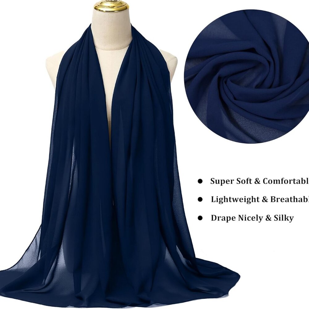 Chiffon Shawl Wraps Scarves Lightweight for Women Evening Dresses Wedding Brides - Picture 2 of 5
